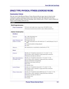 Construction Criteria for Physical Fitness Space Type from the GSA Unit Cost Study