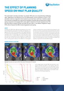 THE EFFECT OF PLANNING SPEED ON VMAT PLAN QUALITY Plan optimization and dose calculation for complex VMAT plans are computationally challenging tasks. Depending on the efficiency of the TPS implementation, and the hardwa