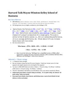 1  Harvard Talk Wayne Winston Kelley School of Business Box Score Metrics 