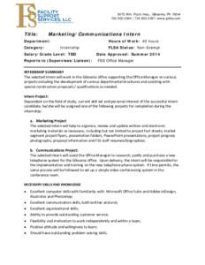 5475 Wm. Flynn Hwy., Gibsonia, PA[removed]4394 | [removed] |www.gbfss.com Title:  Marketing/Communications Intern