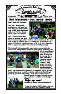 October[removed]vol 40, No.9 Fall Weekend - Oct[removed], 2005 Don’t Miss This Weekend!