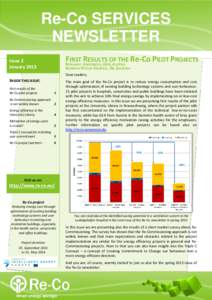 Re-Co SERVICES NEWSLETTER FR IRST URESULTS OF THE Re-Co PILOT PROJECTS , GEA, A