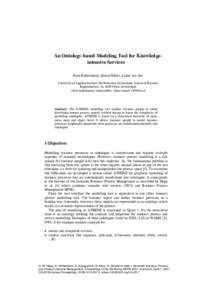 An Ontology-based Modeling Tool for Knowledgeintensive Services Knut Hinkelmann, Simon Nikles, Lukas von Arx University of Applied Sciences Northwestern Switzerland, School of Business Riggenbachstr. 16, 4600 Olten, Swit