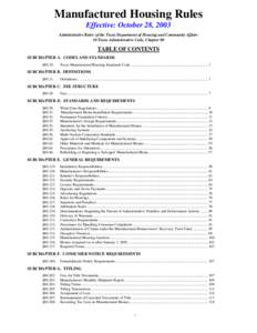 Manufactured Housing Rules Effective[removed]