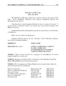 PROCEEDINGS OF THE TIOGA COUNTY LEGISLATURE[removed]Third Special Meeting May 22, 2014