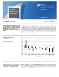 Quarterly Review Global property stocks made gains in the first two months of the quarter but pulled back in September as increases in interest rates diverted investors’ focus from favorable real estate fundamentals in