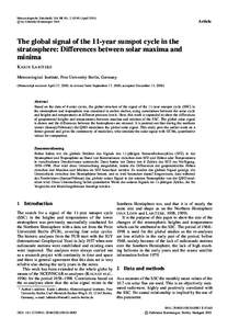 Solar cycle / Atmosphere / Plasma physics / Space plasmas / Sunspot / Stratosphere / Sun / Solar maximum / Wind / Atmospheric sciences / Meteorology / Atmospheric dynamics