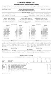 KICKOFF WEEKEND 2007 National Football League Game Summary NFL Copyright © 2007 by The National Football League. All rights reserved. This summary and play-by-play is for the express purpose of assisting media in their 