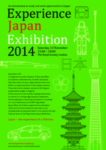 An introduction to study and work opportunities in Japan[removed]Saturday, 15 November 13:00 – 18:00