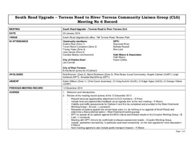 Microsoft Word - DOCS_AND_FILES-#v1-CRU_ER_Community_Communication_South_Road_Upgrade_T2T_-_South_Road_Upgrade_CLG_No_6