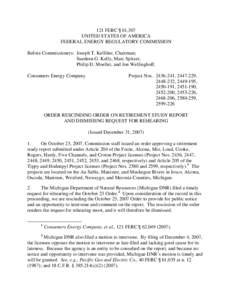 121 FERC ¶ 61,307 UNITED STATES OF AMERICA FEDERAL ENERGY REGULATORY COMMISSION Before Commissioners: Joseph T. Kelliher, Chairman; Suedeen G. Kelly, Marc Spitzer, Philip D. Moeller, and Jon Wellinghoff.