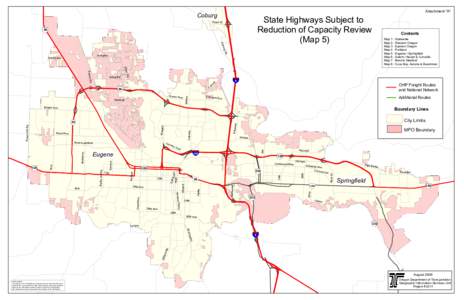 Coburg  State Highways Subject to Reduction of Capacity Review (Map 5)