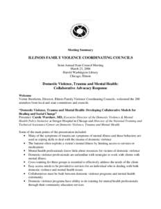 Meeting Summary  ILLINOIS FAMILY VIOLENCE COORDINATING COUNCILS Semi-Annual State Council Meeting March 23, 2006 Harold Washington Library