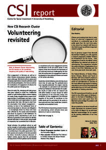 report Centre for Social Investment • University of Heidelberg New CSI Research Cluster  Volunteering
