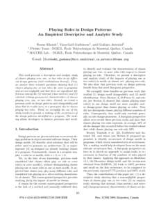 Playing Roles in Design Patterns: An Empirical Descriptive and Analytic Study 1 2