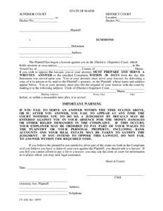 Civil procedure / Lawsuit / Default judgment / Summons / Complaint / Plaintiff / Service of process / Answer / Cause of action / Law / Legal terms / Legal documents