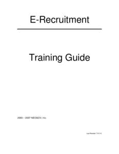 E-Recruitment  Training Guide 2000 – 2007 NEOGOV, Inc.