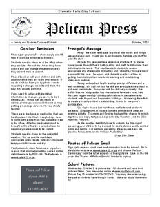 Klamath Falls City Schools   Pelican Press October, 2013   A Family and Student‐Centered School 