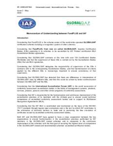 IAF– GOBALGAP MoU  Issue 2 - May[removed]International Accreditation Forum, Inc.