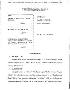 Case 1:14-cvGMS Document 34 FiledPage 1 of 12 PageID #: 4662  IN THE UNITED STATES DISTRICT COURT FOR THE DISTRICT OF DELAWARE  INRE: