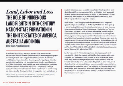 Land, Labor and Loss  THE ROLE OF INDIGENOUS LAND RIGHTS IN 19TH-CENTURY NATION-STATE FORMATION IN THE UNITED STATES OF AMERICA,