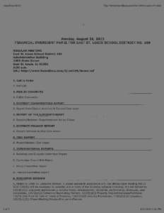 East St. Louis School District 189 Financial Oversight Panel meeting agenda - August 26, 2013