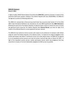 EMEA DC Statement March 9, 2012 In light of today’s EMEA Determinations Committee (the EMEA DC) unanimous decision in respect of the