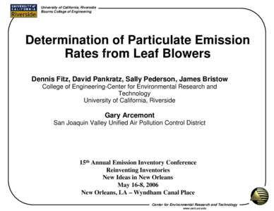 Determination of PM Emission Rates from Leaf Blowers