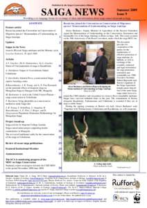 Published by the Saiga Conservation Alliance  SAIGA NEWS Summer 2009 Issue 9