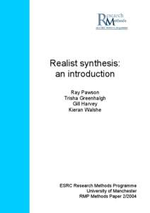 Methods of Synthesis: Making it useful for evidence-based management and policy making