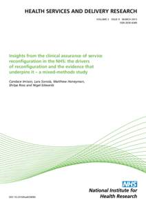 Health technology assessment / National Health Service / National Institute for Health and Clinical Excellence / Warwick Medical School / National Institutes of Health / Centre for Reviews and Dissemination / Medicine / Health / National Institute for Health Research