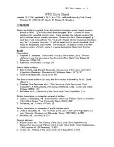 WPO Stylesheet, p. 1  WPO Style Sheet created[removed]; updated[removed]by J.I.M., with additions by Carl Camp. Revised[removed]by R. Clark, W. Raney, G. Moulton.