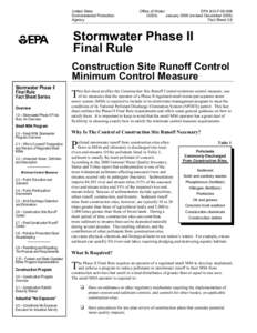 Stormwater Phase II Rule: Construction Site Runoff Control Minimum Control Measure EPA 833-F[removed]Revised December 2005