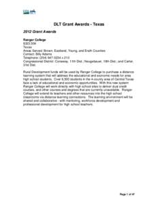 DLT Grant and Loan Awards - Texas