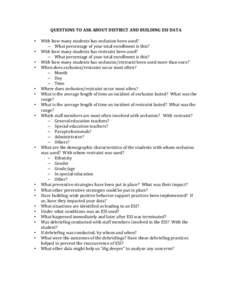 QUESTIONS TO ASK ABOUT DISTRICT AND BUILDING ESI DATA • • • •