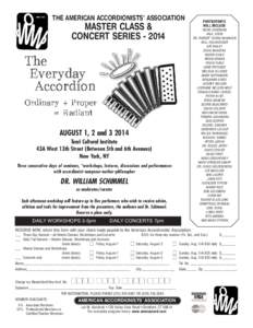 THE AMERICAN ACCORDIONISTS’ ASSOCIATION  MASTER CLASS &