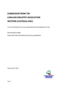 SUBMISSION FROM THE CARAVAN INDUSTRY ASSOCIATION WESTERN AUSTRALIA (INC) TO THE DEPARTMENT OF LOCAL GOVERNMENT AND COMMUNITIES ON;  NATURE-BASED PARKS.