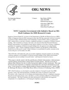 OIG NEWS For Immediate Release June 7, 2006 Contact: