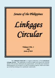 Senate of the Philippines  Linkages Circular Volume 8 No. 1 July