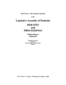 LEGISLATIVE ASSEMBLY OF MANITOBA