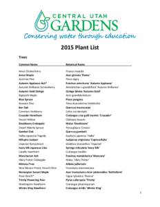2015 Plant List Trees Common Name Botanical Name