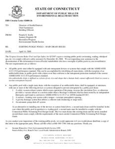 STATE OF CONNECTICUT DEPARTMENT OF PUBLIC HEALTH ENVIRONMENTAL HEALTH SECTION EHS Circular Letter #[removed]TO: