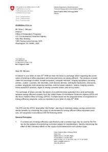 Federal Department of the Environment, Transport, Energy and Communications DETEC Swiss Federal Office of Energy SFOE Director  CH-3003 Bern, SFOE, cup