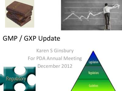 GMP / GXP Update Karen S Ginsbury For PDA Annual Meeting December 2012  Challenges