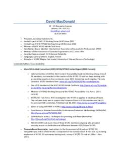 David MacDonald 22 – 25 Bayswater Avenue Ottawa, ON K1Y 2E5 •