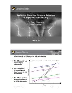 Deploying Statistical Anomaly Detection to Improve Cyber Security Dr. Greg Shannon Chief Scientist  [removed]