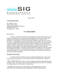 June 30, 2003 VIA HAND DELIVERY Mr. Jonathan G. Katz Office of the Secretary Securities and Exchange Commission 450 Fifth Street, N.W.