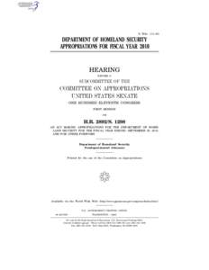 S. HRG. 111–63  DEPARTMENT OF HOMELAND SECURITY APPROPRIATIONS FOR FISCAL YEAR[removed]HEARING