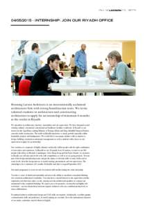 Employment / Internship / Riyadh / Architect / Henning Larsen Architects / Henning Larsen / Education / Learning / Architecture