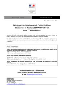 In vi tati on pres s e  In vi ta ti o n p res s e Paris, le 28 novembre[removed]Elections professionnelles dans la Fonction Publique